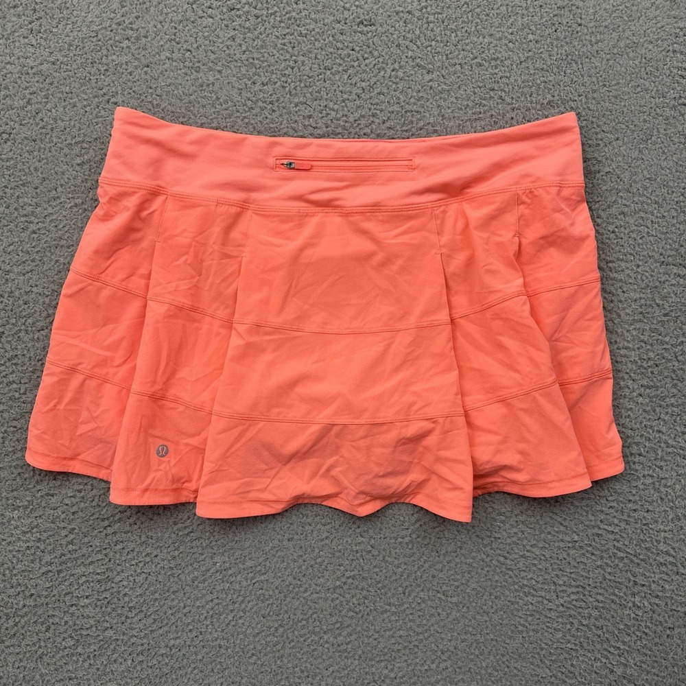 Lululemon Pace Rival Skirt Skort Sunset Coral Athletic Tennis Women's 14 Tall